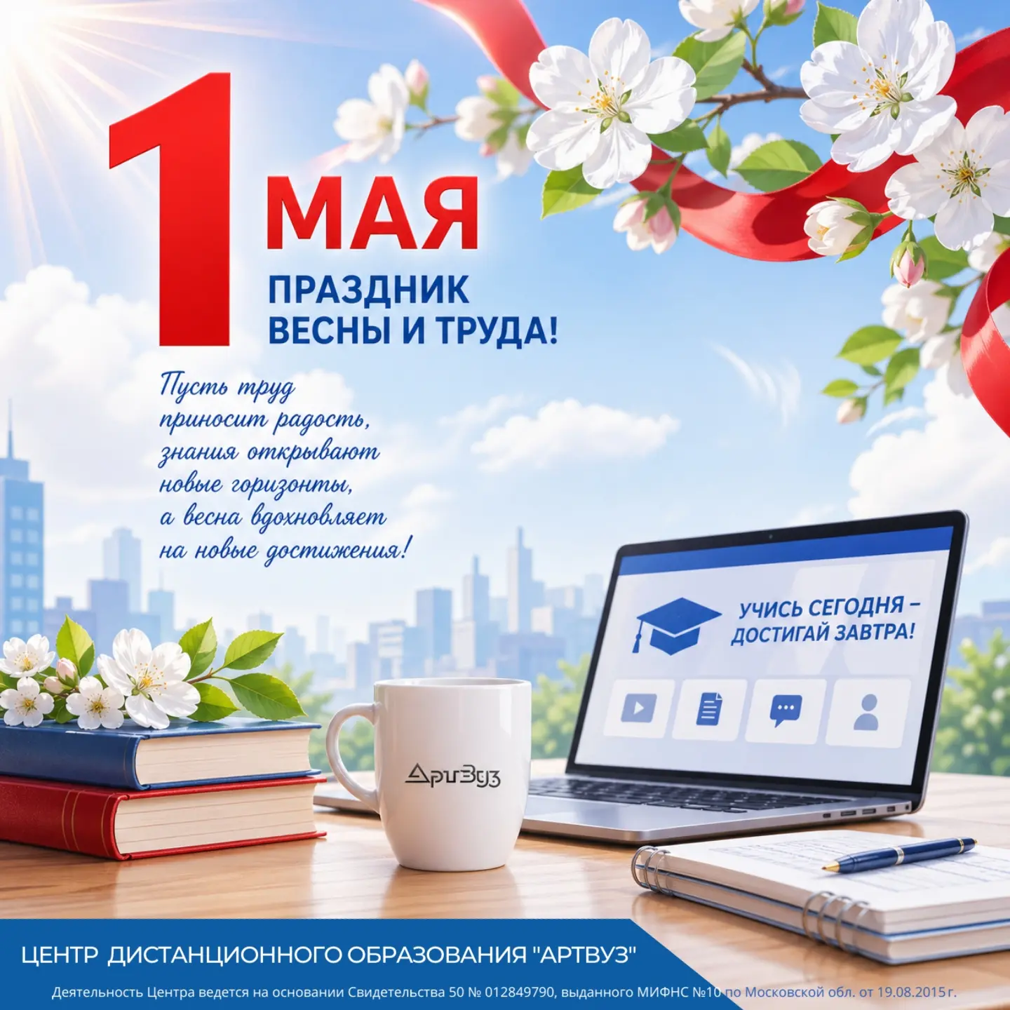 С праздником весны и труда! 🌿
Центр дистанционного образования "АртВуз" поздравляет вас с 1 мая и ж