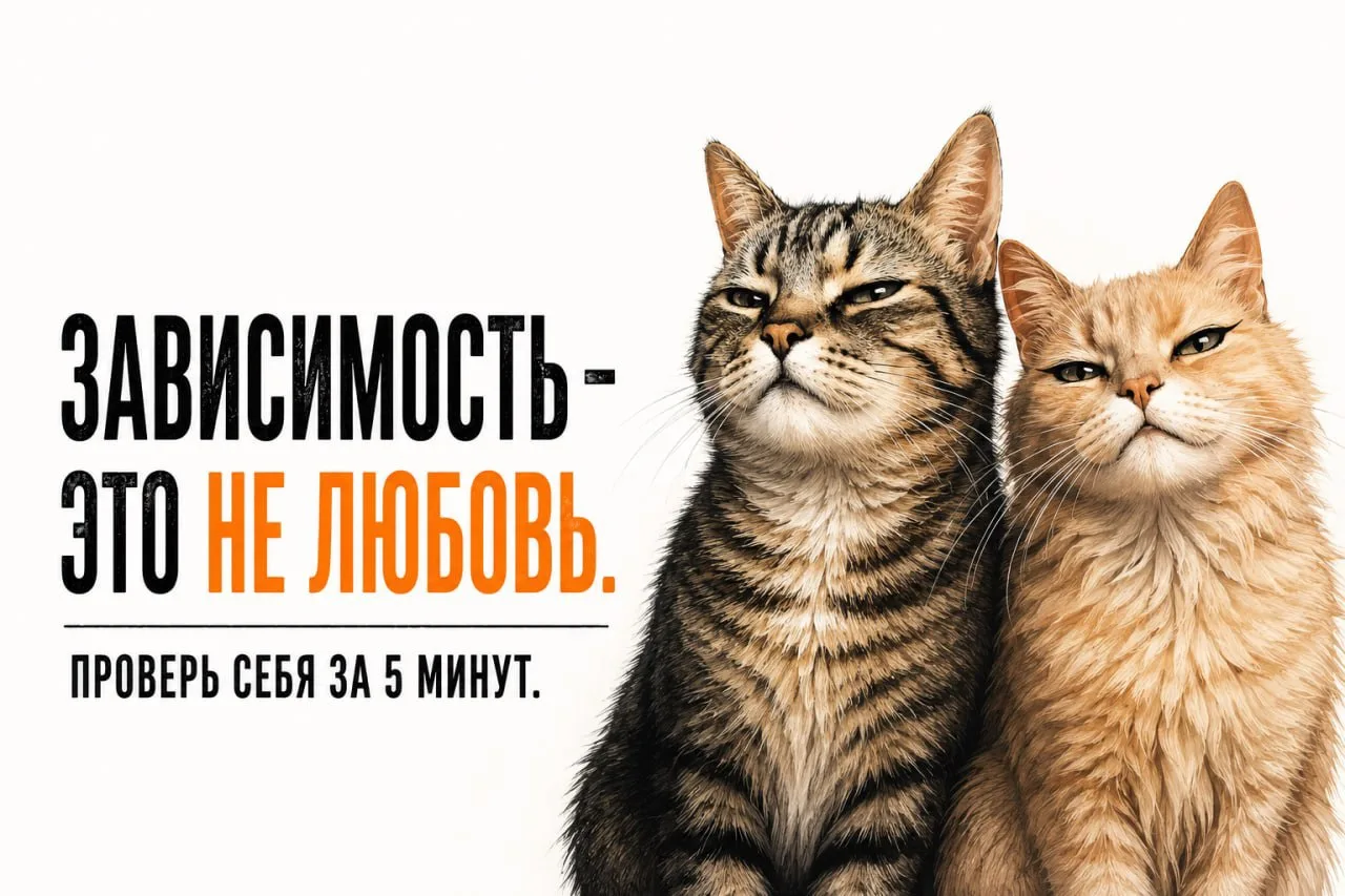 ЛЮБОВЬ ИЛИ ЗАВИСИМОСТЬ?
Проверь себя за 5 минут. Считайте буквы А и Б.

1. Когда вам плохо — что про