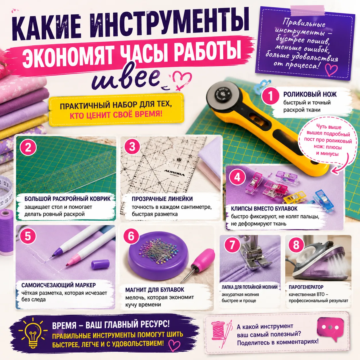 ✂️ Какие инструменты экономят швее часы работы (и действительно окупаются)

Многие думают, что скоро