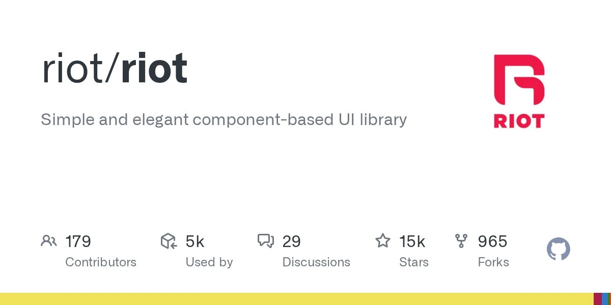 🐙 Riot – минималистичная JavaScript-библиотека для создания легких веб-приложений. В компонентах ис