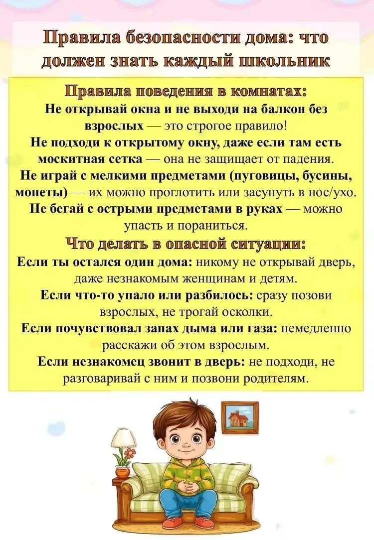 Правила безопасности дома о которых должен знать каждый школьник