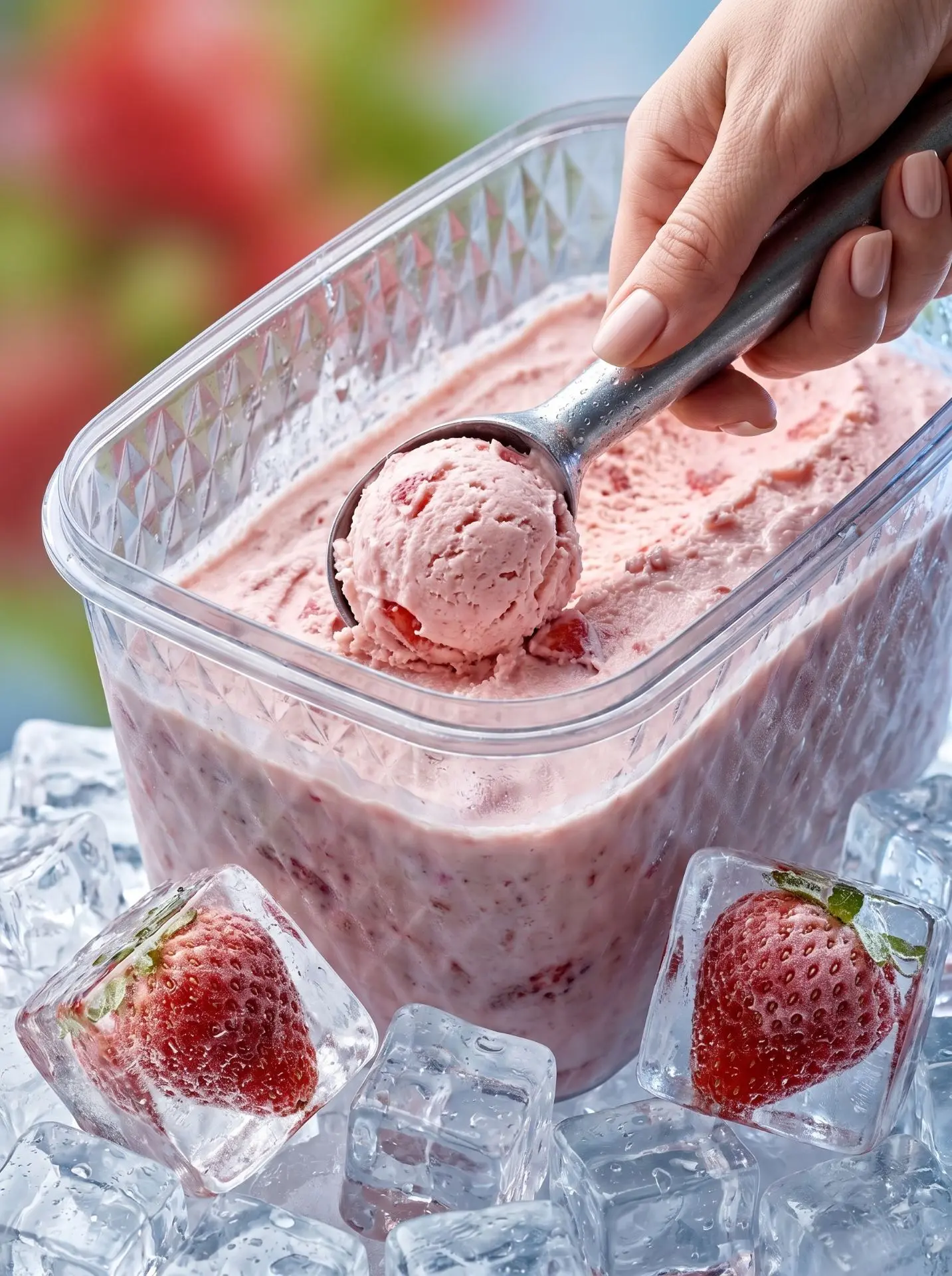 🍓 В жару так хочется освежиться! Давайте приготовим самое простое клубничное мороженое!

Нам нужно 