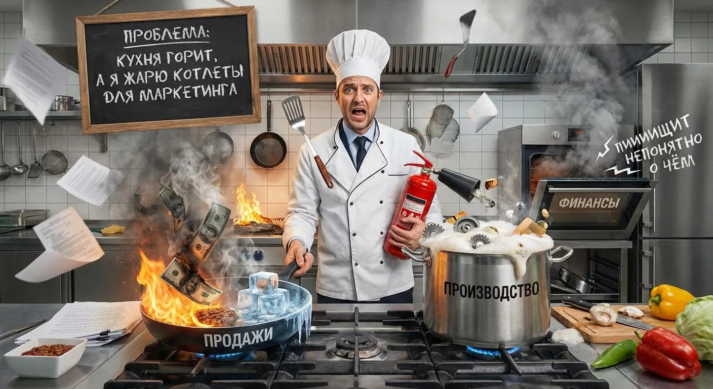 "У меня в бизнесе кухня горит, а я должен сам жарить котлеты для маркетинга"

Вы - шеф-повар своей к