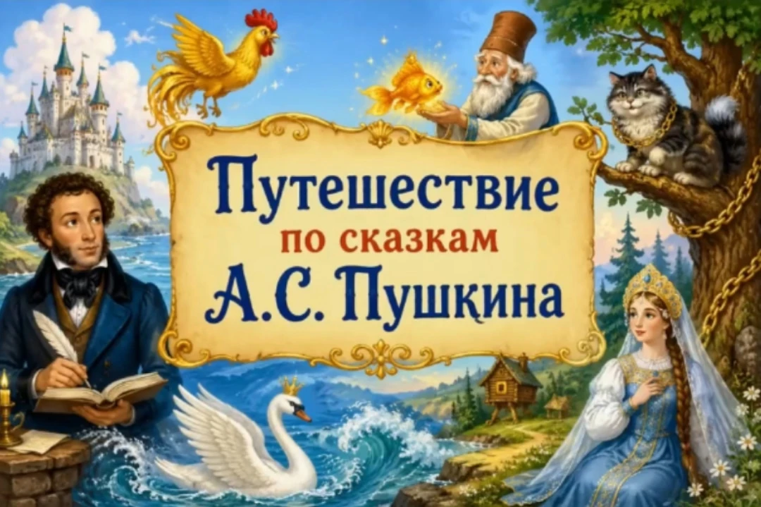 ✨ Путешествие по любимым сказкам: к дню рождения  А. С. Пушкина и Дню русского языка 🌊📖

Праздничн
