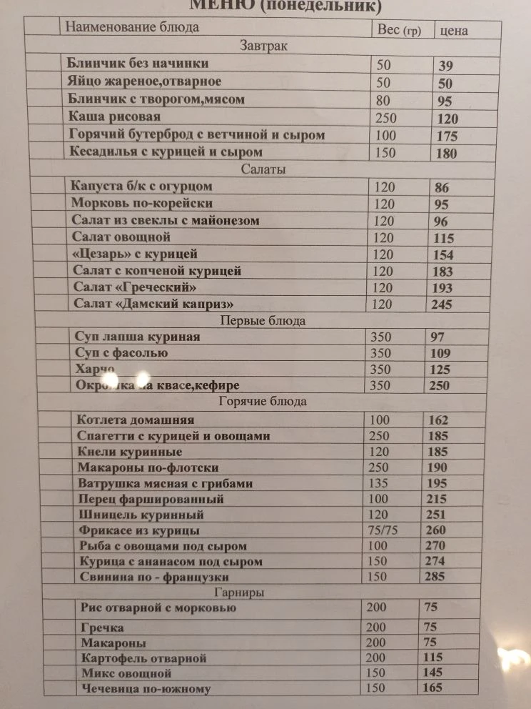 Добрый день! Меню на сегодня! Ждем всех в гости!!