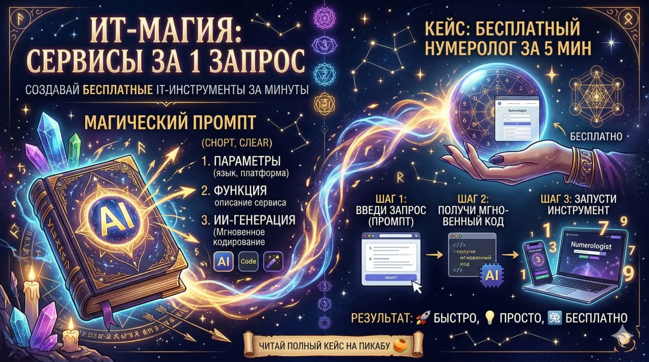 Как собирать IT-сервисы за один запрос: Мой «магический» промпт + кейс на Пикабу

Ребят, я тут задал