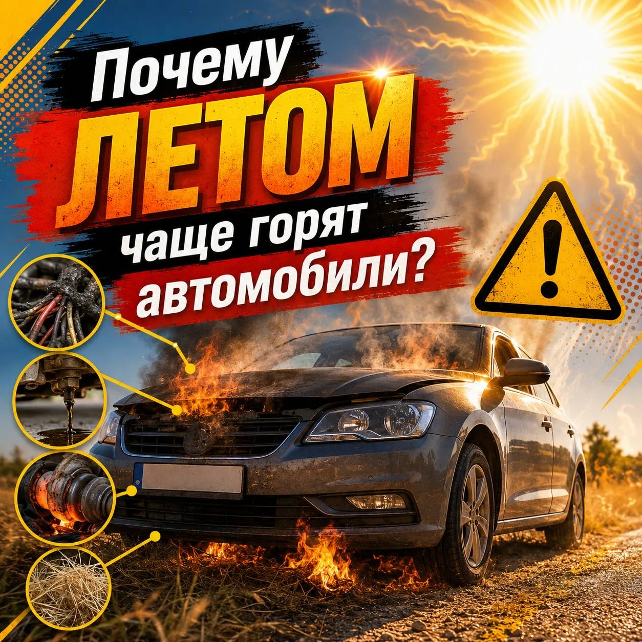 🚗☀️ «ЖАРА НЕ ПОДЖИГАЕТ АВТОМОБИЛЬ САМА ПО СЕБЕ»: почему летом чаще горят машины

Каждое лето в ново