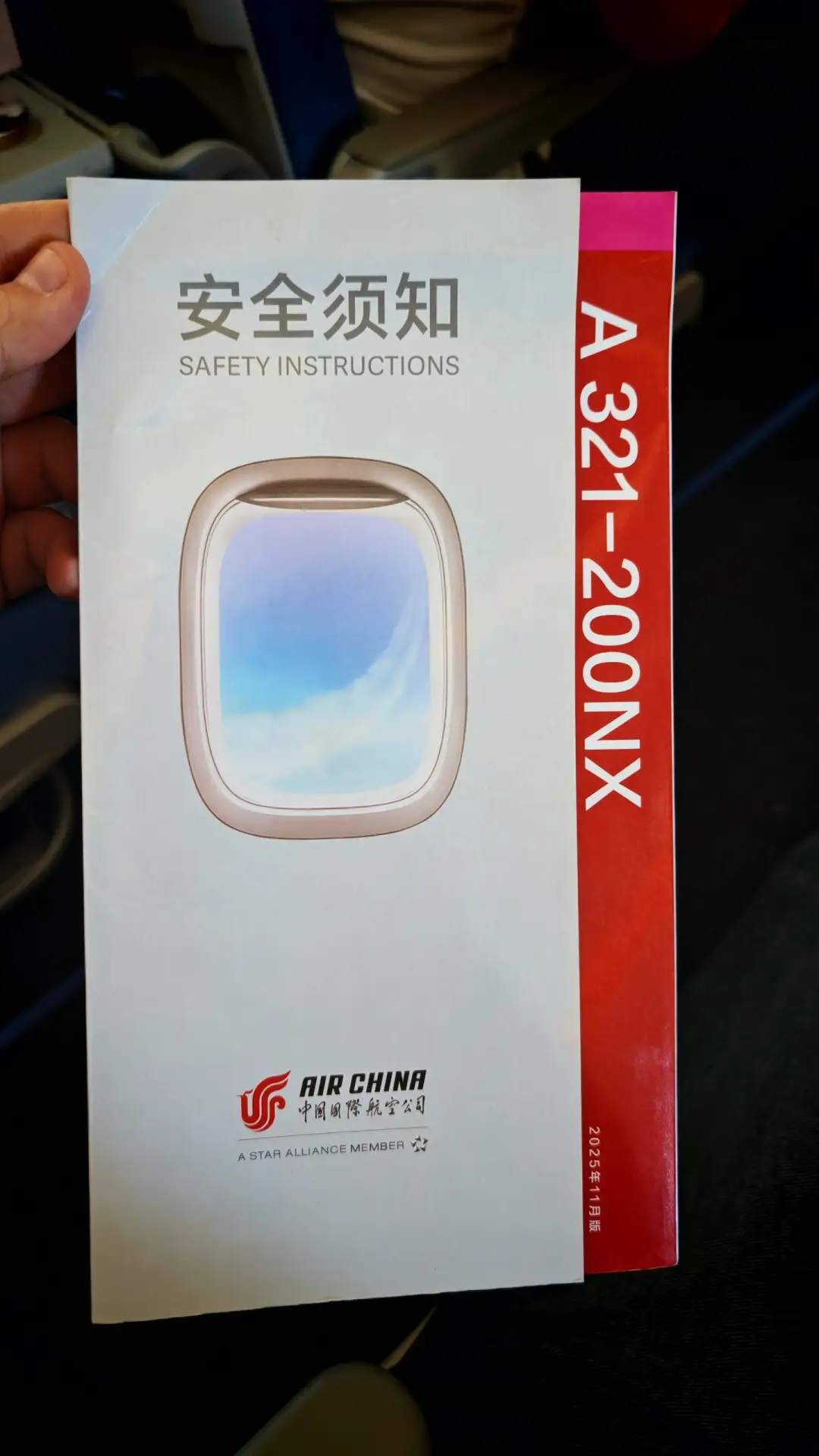 Немного о полете.

Летели мы из Владивостока в Пекин авиакомпанией Air China на Аэробусе А321-200NX.