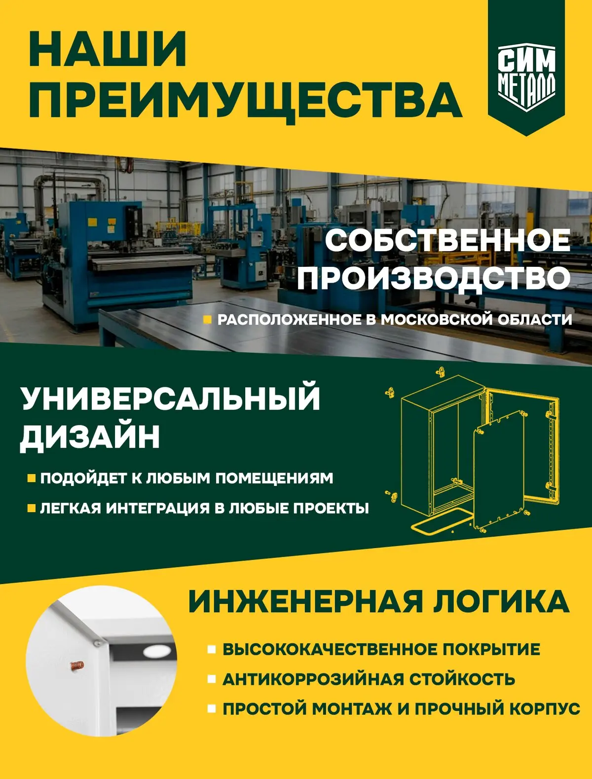 Щитовое оборудование ОПТ от производителя СИМ-МЕТАЛЛ

Оптовые цена от 846р/шт. Гибкие условия постав