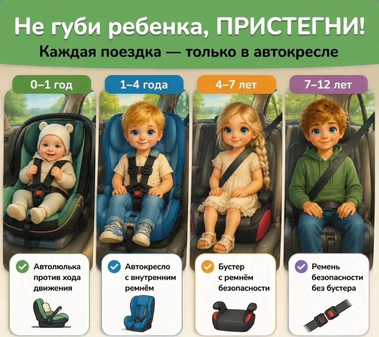 Собираете чемодан на летний отдых? 🧳🌊
Не забудьте о главном — безопасности в дороге. 
Детское крес