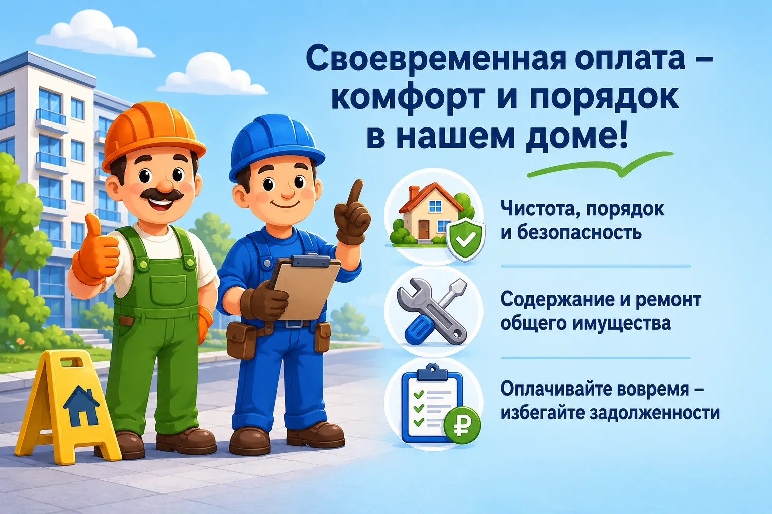 Уважаемые жильцы!

Напоминаем, что своевременная оплата взносов на содержание дома позволяет поддерж