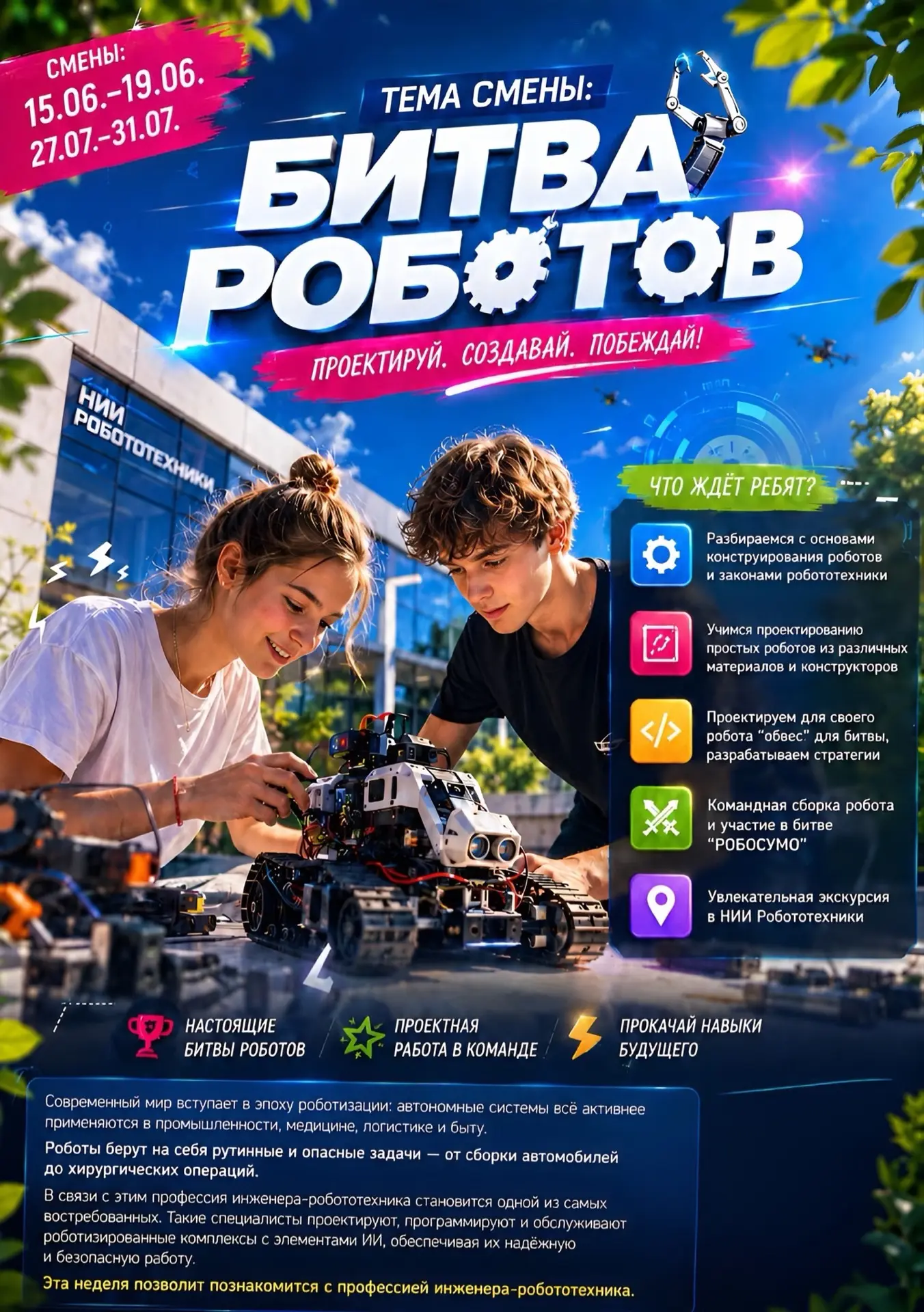 🚨 ВНИМАНИЕ: СТАРТ 3‑Й СМЕНЫ — УЖЕ В ПОНЕДЕЛЬНИК!

Вы с нами? 😍
Ждем ребят 6-13 лет 🤗

Мы готовим 