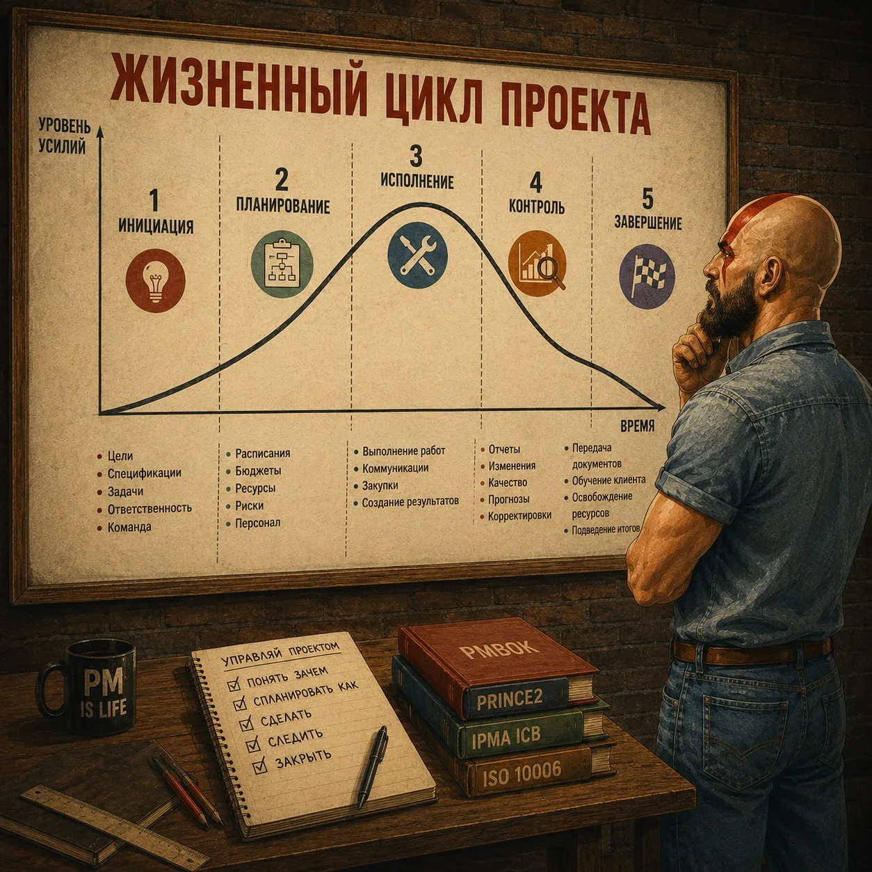 🔄 Пять групп процессов — как устроен любой проект изнутри

К концу 1990-х управление проектами окон