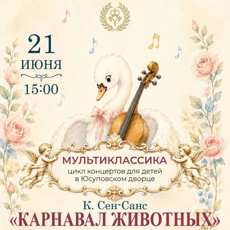 🦢 Детский концерт «Карнавал животных» в Юсуповском дворце

Музыка, балет и интерактивы для всей сем