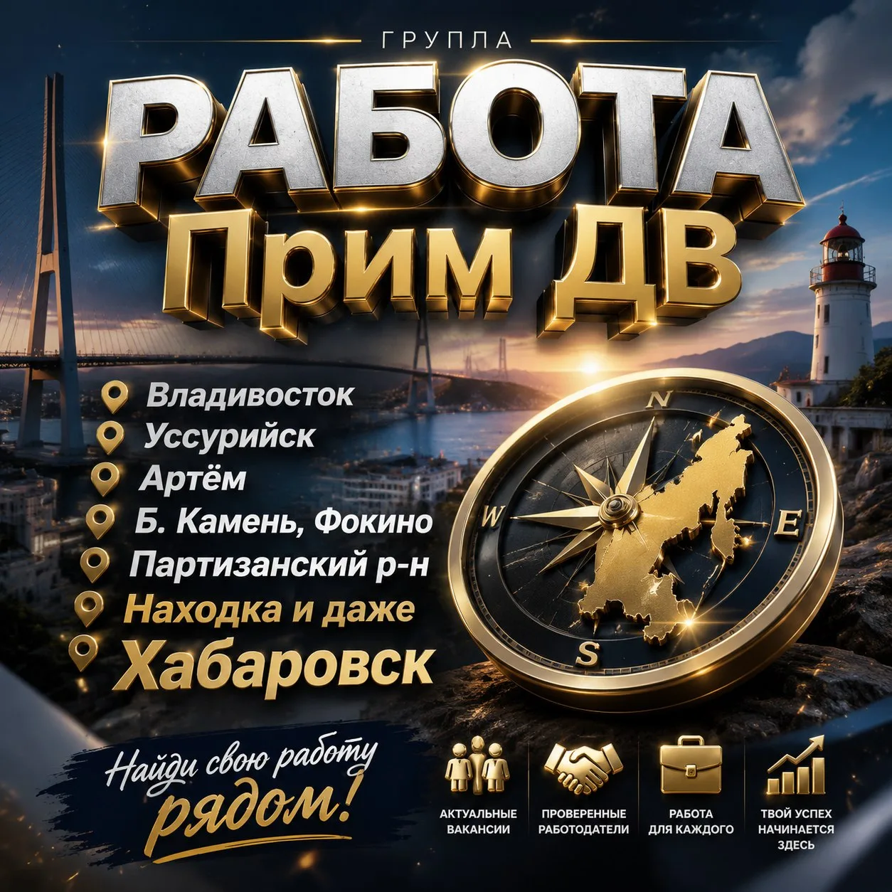 ⚠️ Всегда свежие вакансии и резюме 📞

🟡Владивосток
🟢Уссурийск
🔴Артём
🔵Б. Камень, Фокино
🟤Парти