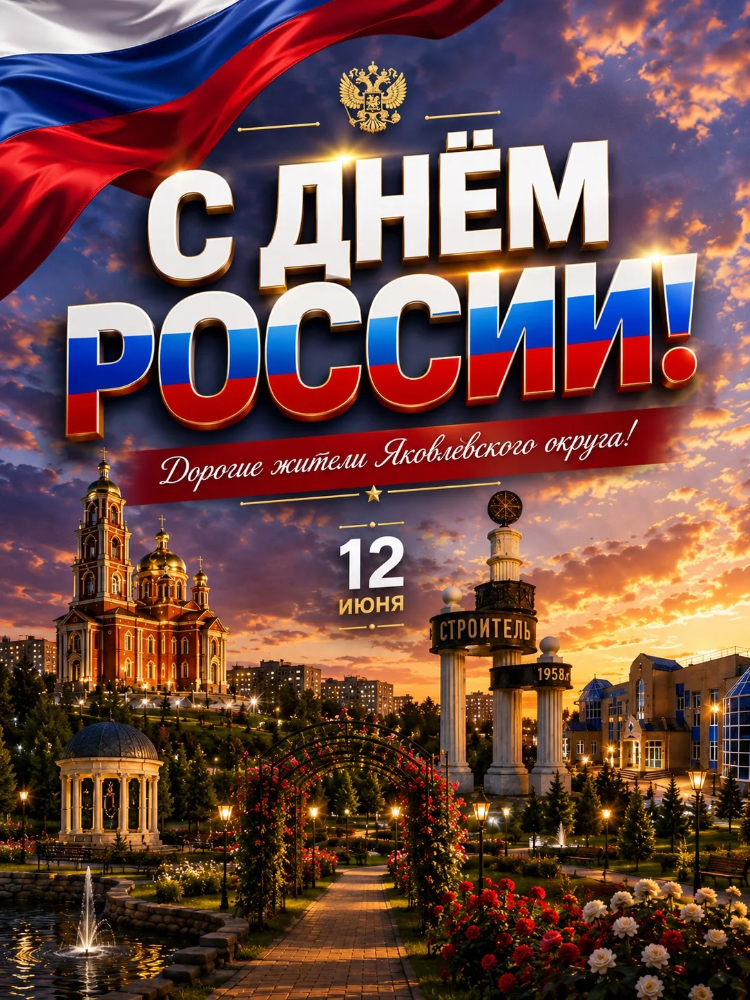 🇷🇺 Дорогие жители Яковлевского округа!

Поздравляем вас с Днём России — праздником нашей великой с