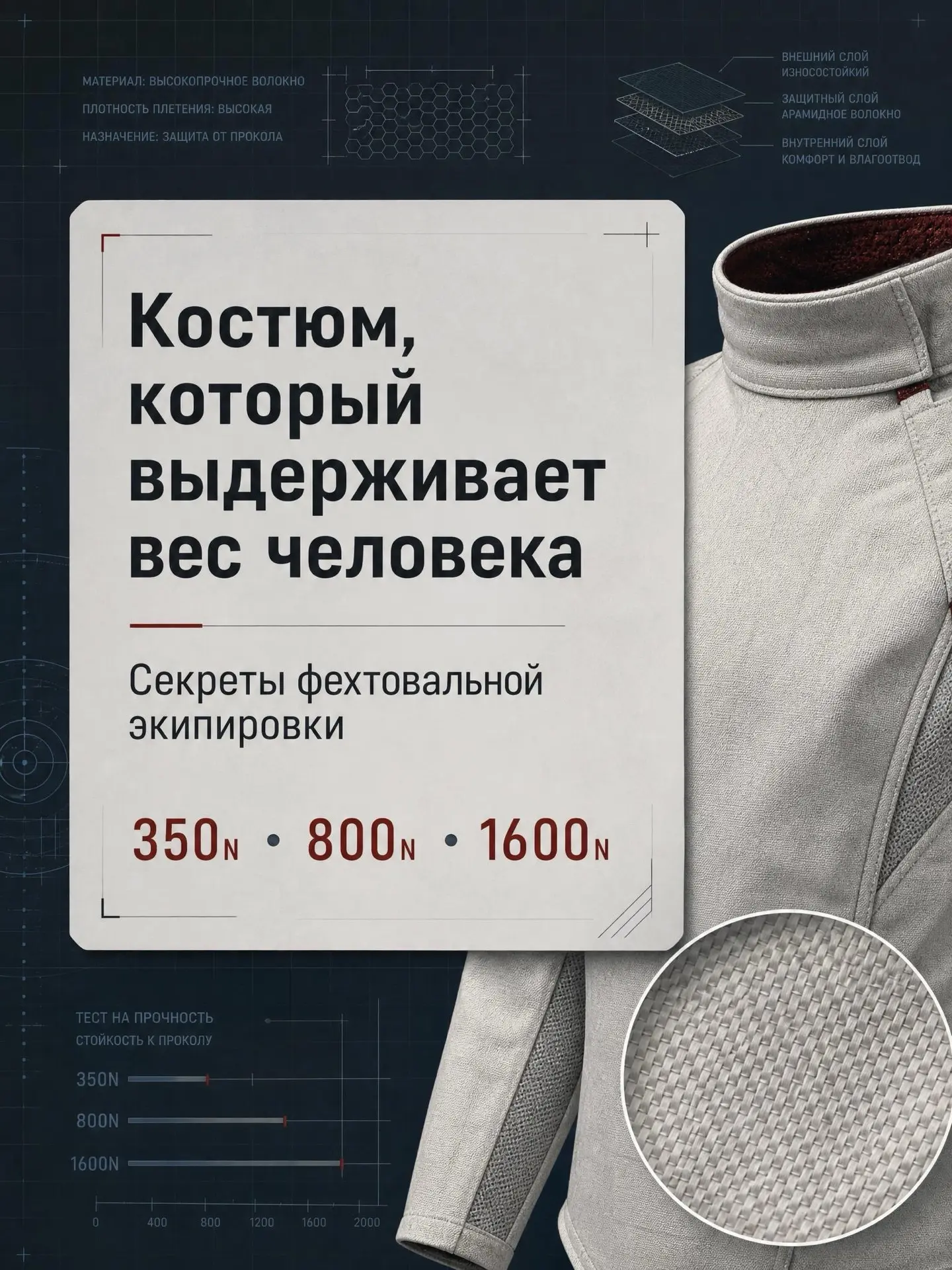 Костюм, который выдерживает вес человека: секреты фехтовальной экипировки🤺

Фехтование воспринимают