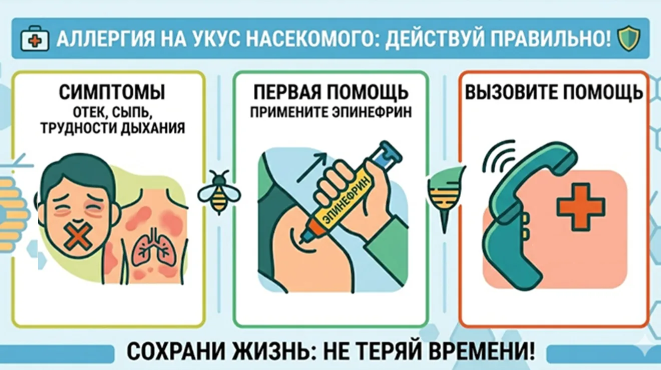 🐝 Укус насекомого может стоить жизни: как распознать опасную аллергию и спасти человека

Лето — вре
