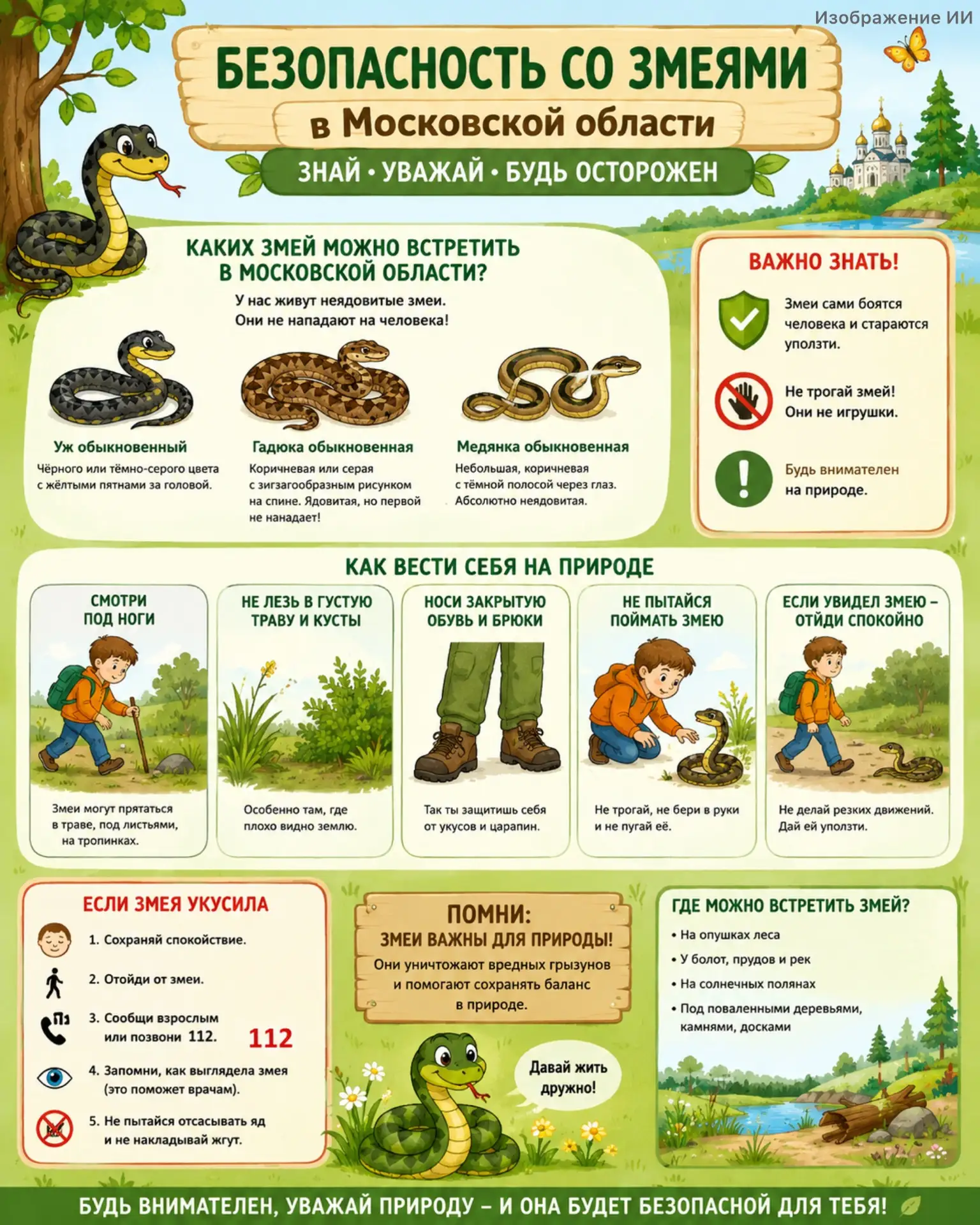 🐍 Выходные на природе: помним о змеях!

Друзья, на календаре лето, и многие из нас планируют выезды