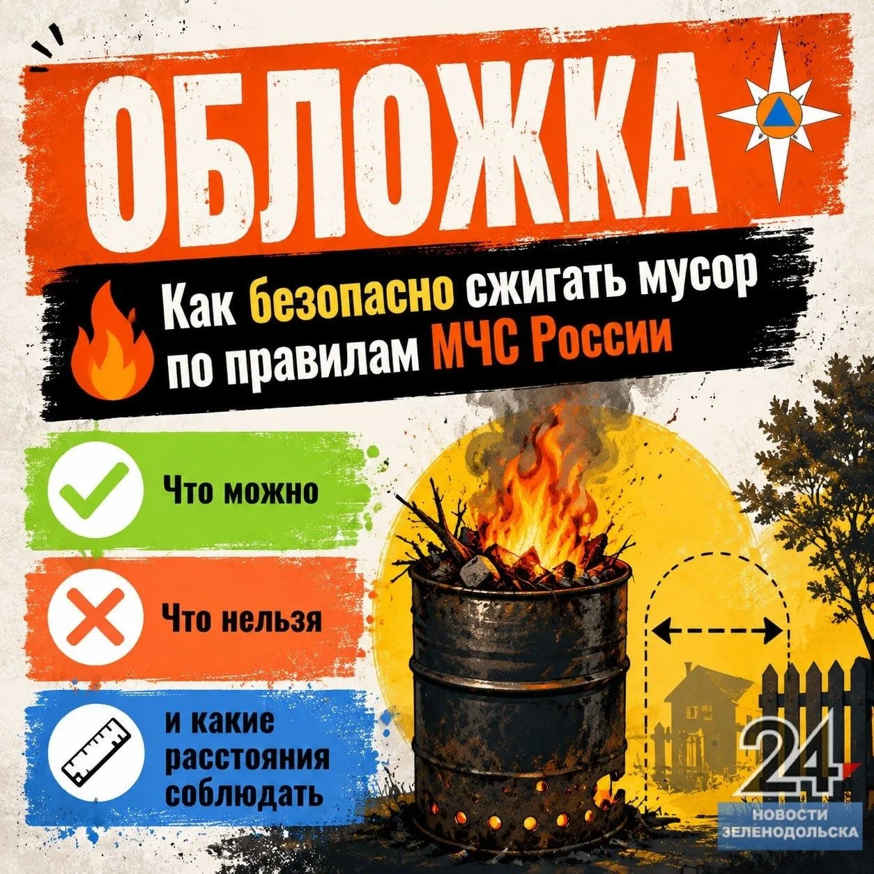 🔥 Сжигание мусора на участке может обернуться серьёзным пожаром, если не соблюдать правила безопасн