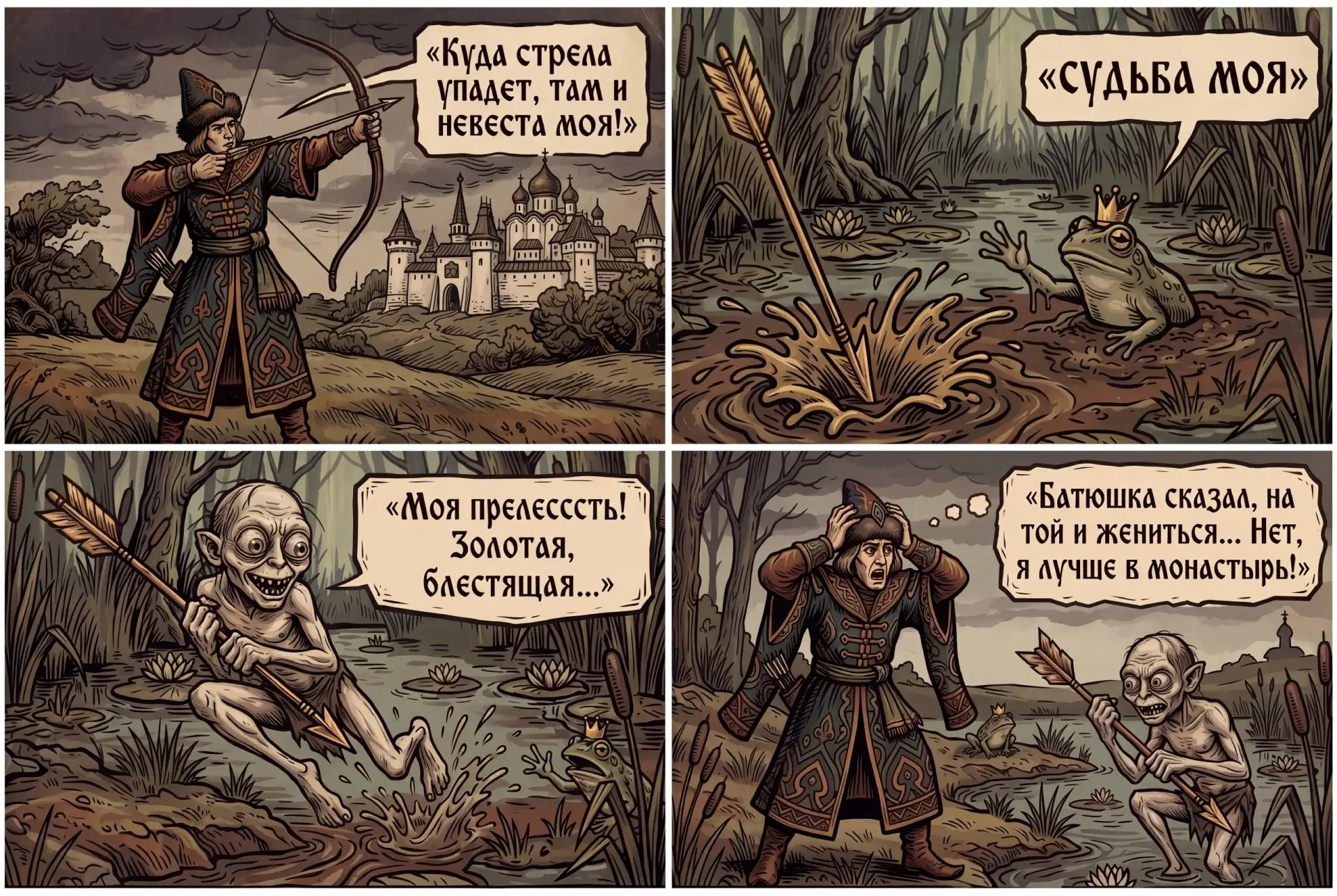 Библиотекари Санкт-Петербурга креативят! 🐸✨

Перед вами кроссовер-комикс по сказке «Царевна-лягушка