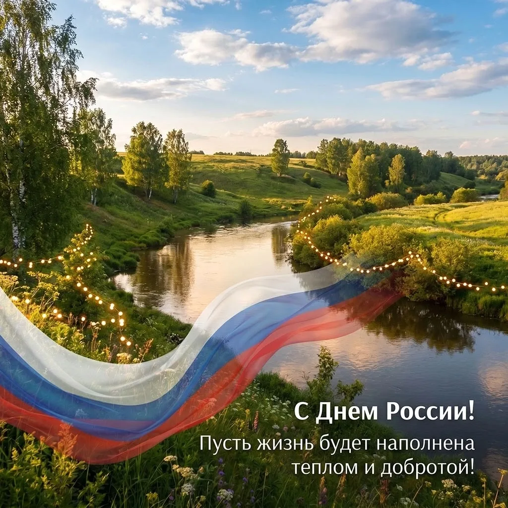 💐С праздником! 
С днём России!

Здесь тёплое поле наполнено рожью,
Здесь плещутся зори в ладонях лу
