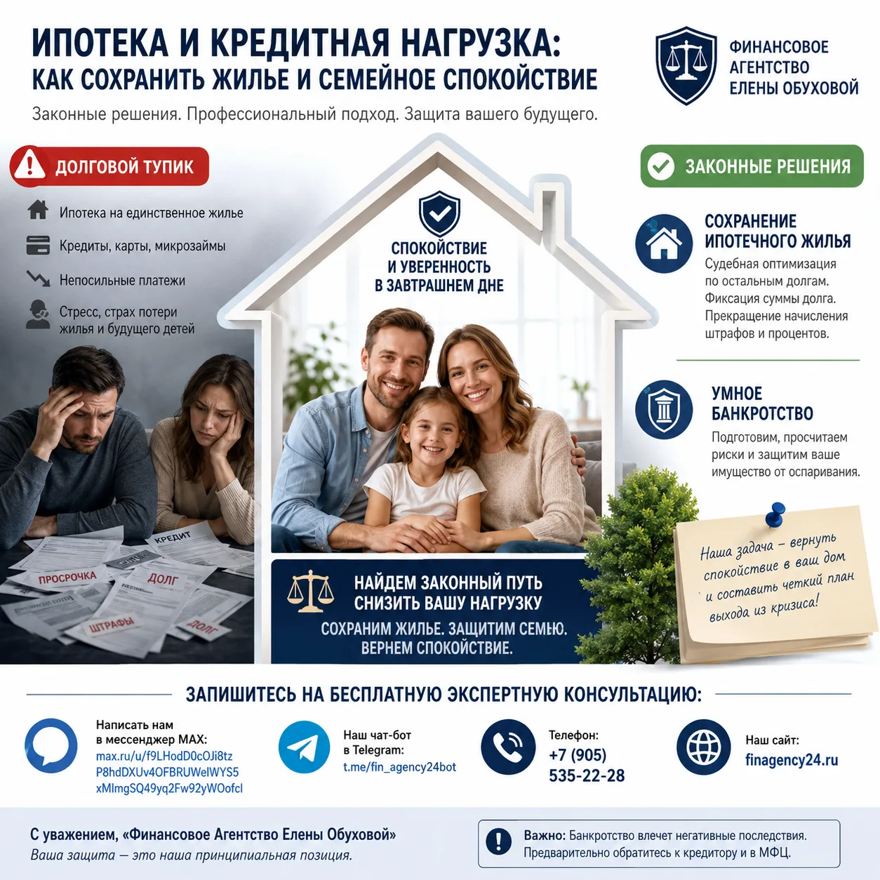 🏠 ИПОТЕКА И КРЕДИТНАЯ НАГРУЗКА: КАК СОХРАНИТЬ ЖИЛЬЕ И СЕМЕЙНОЕ СПОКОЙСТВИЕ

В наше агентство часто 
