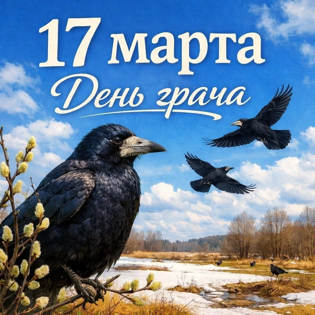 Летят грачи, летят, 
Кричат они, кричат: 
Домой, к себе домой 
В край милый и родной.

День грача от