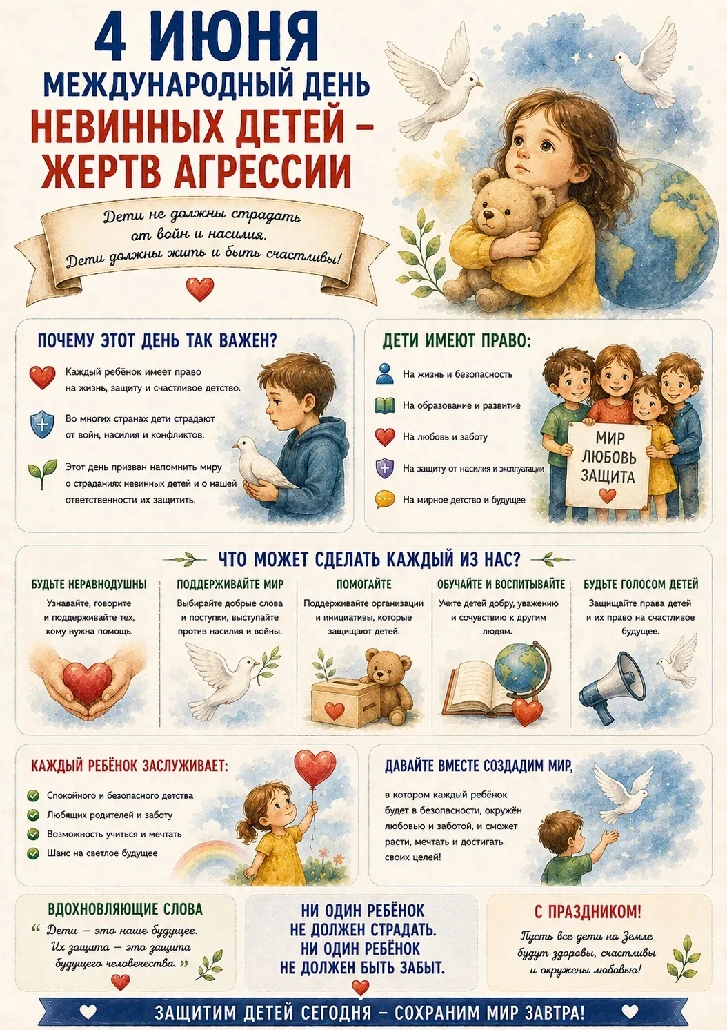 4 июня — Международный день невинных детей — жертв агрессии. Это важная дата, которая напоминает нам