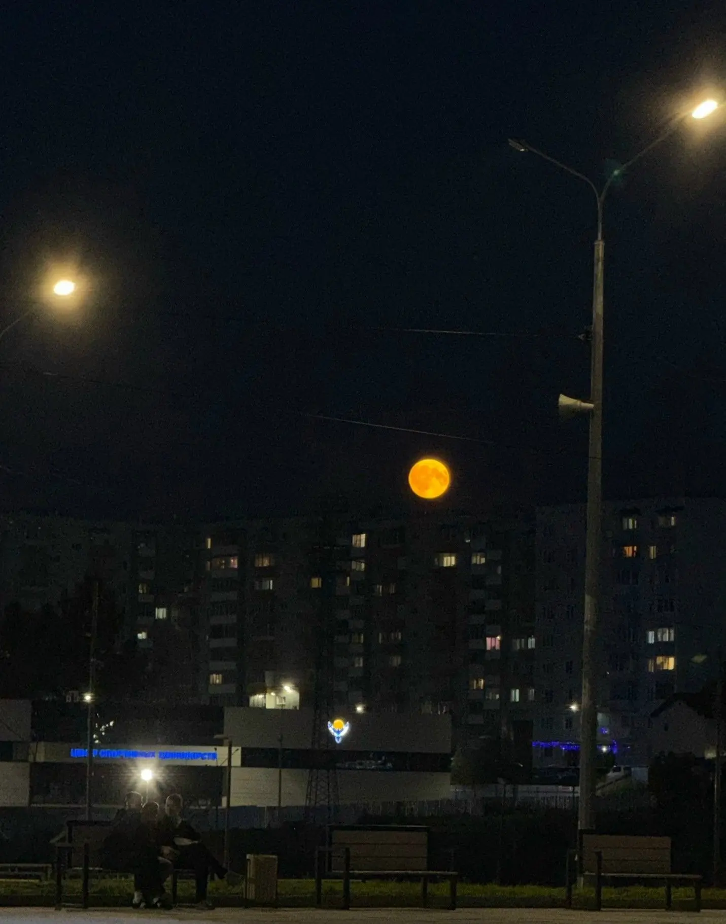 Луна над ночным небом Усть-Илимска. Большая и яркая 🌕