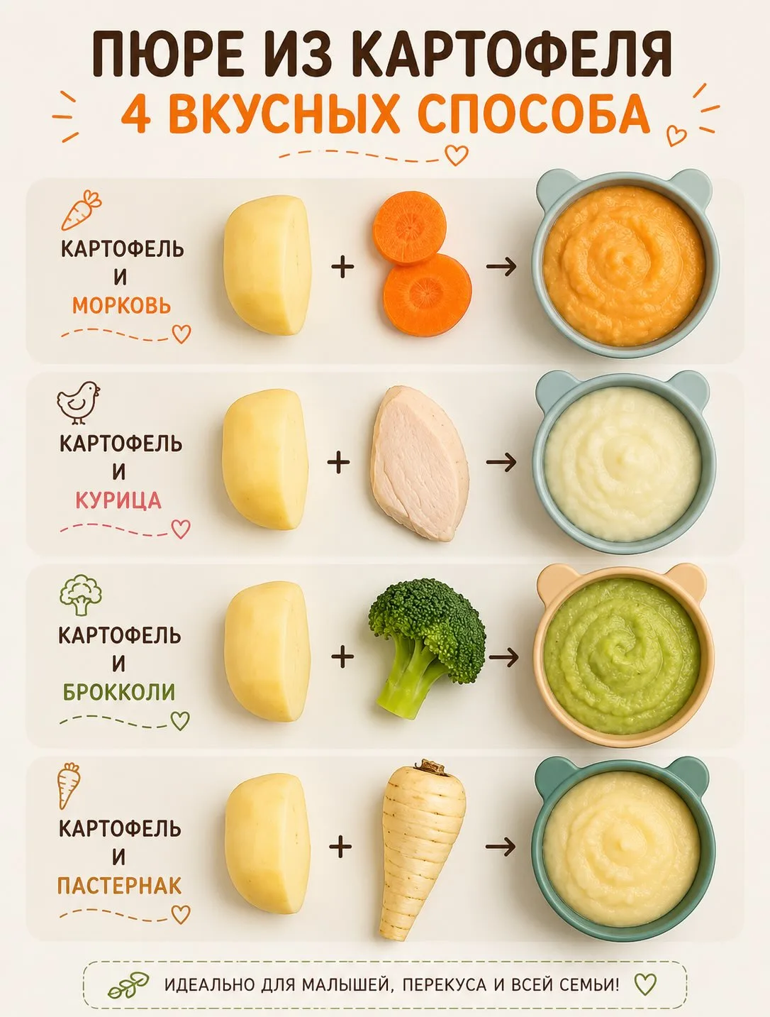 🥣 Просто, вкусно и полезно! 💚

Домашнее пюре - отличный вариант для малышей, перекуса или лёгкого 