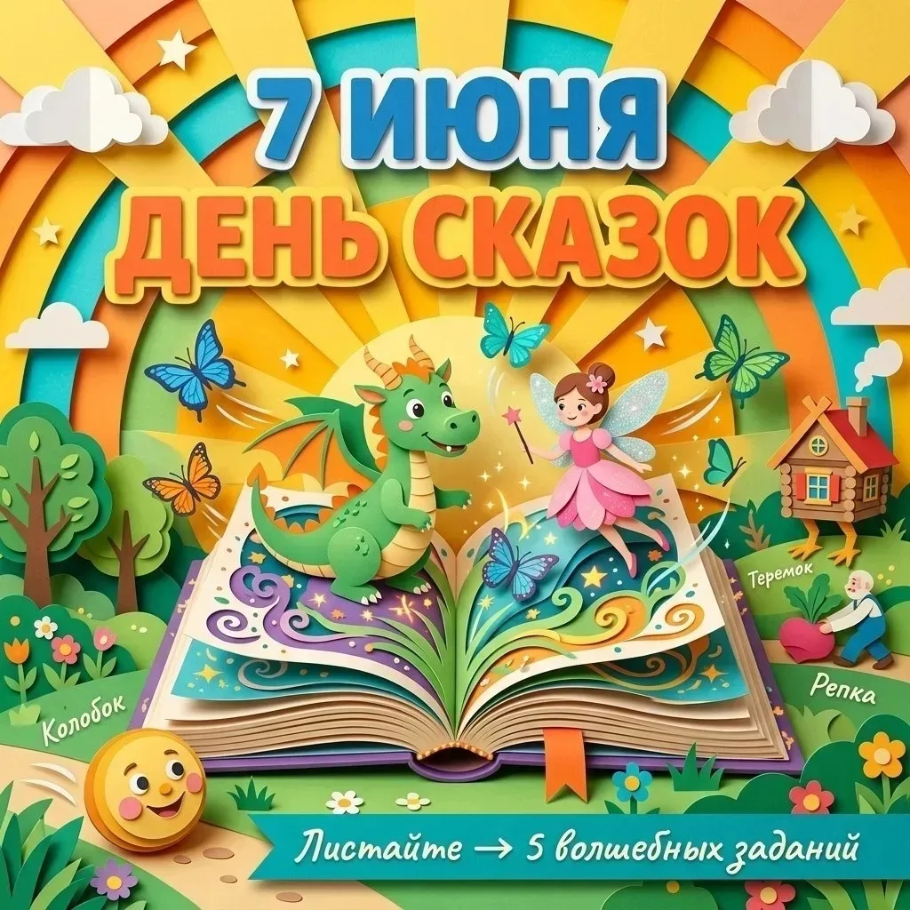 7 июня — Всемирный день сказок 🧸✨

🌟Каждый из нас вырос на сказках. Они учат добру, смелости и вер