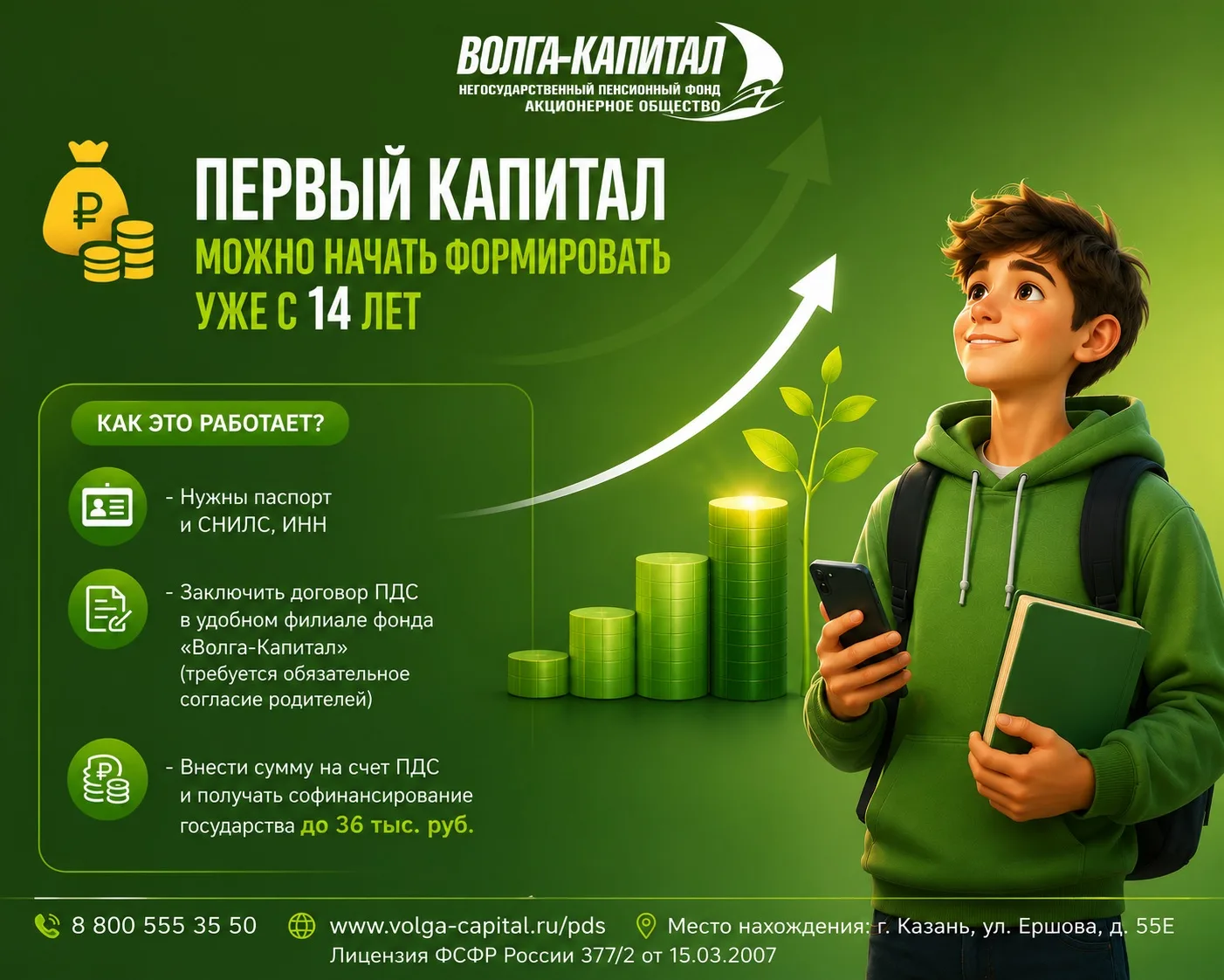 💸 Финансовый буст: первый капитал можно начать формировать уже с 14 лет

⚡️С 14 лет можно оформить 