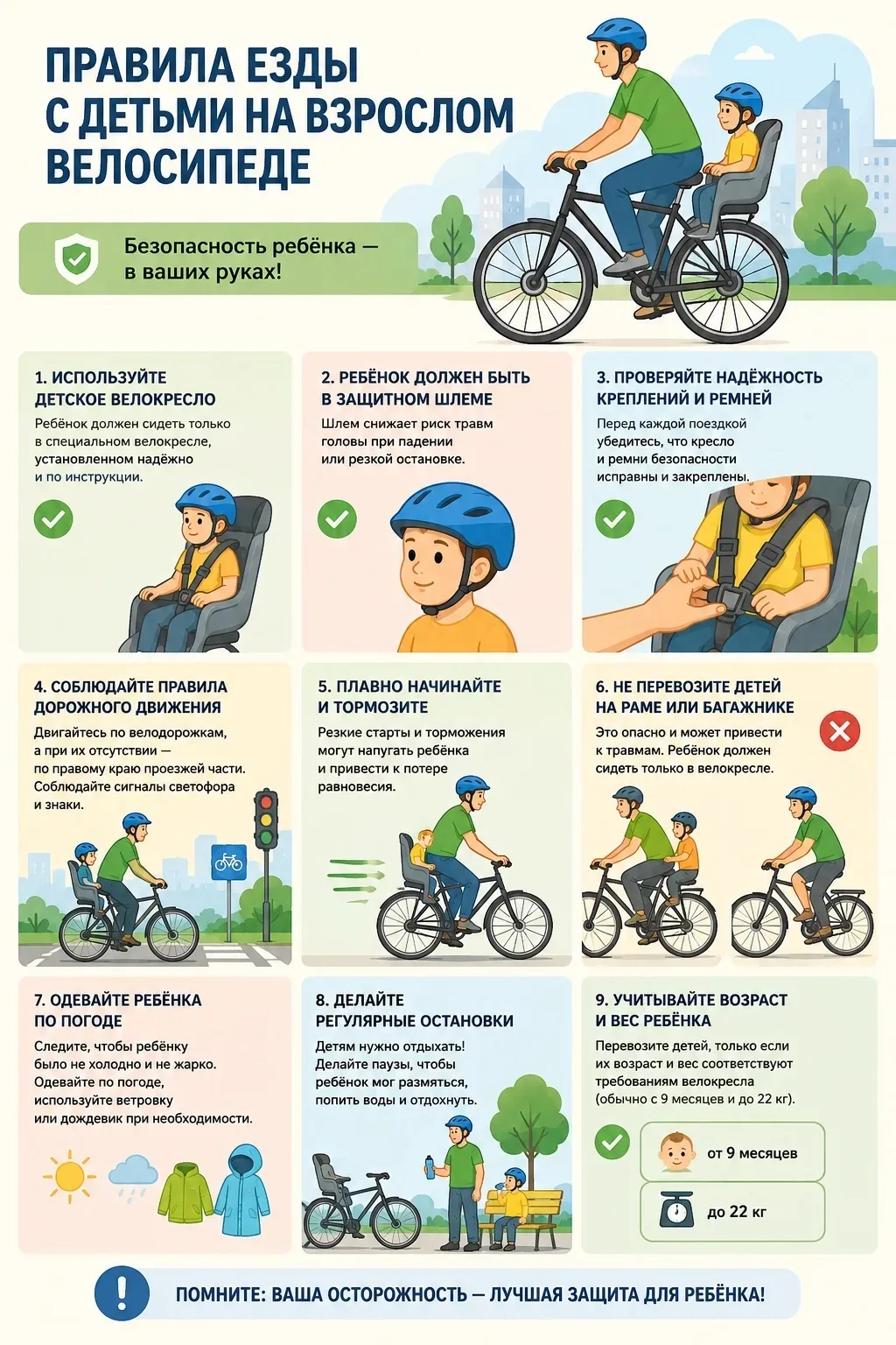🚲Безопасность наших детей — в наших руках! Пусть поездки на велосипеде приносят радость и пользу.

