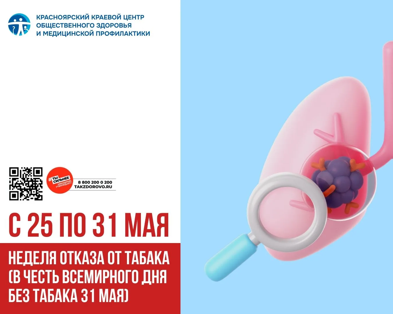 С 25 по 31 мая - Неделя отказа от табака (в честь Всемирного дня без табака 31 мая)
 
Курение - один
