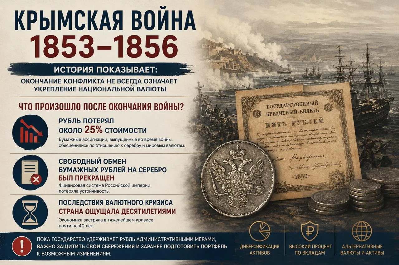 📉  ПАРАДОКС МИРНОГО РУБЛЯ 

Большинство инвесторов интуитивно думают так:

Если боевые действия зак