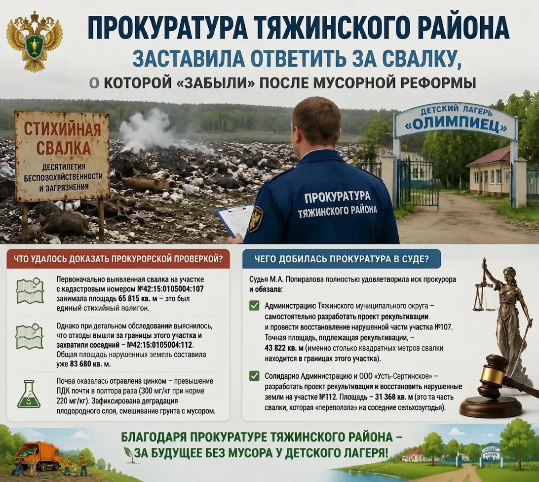 Прокуратура Тяжинского района заставила ответить за свалку, о которой «забыли» после мусорной реформ