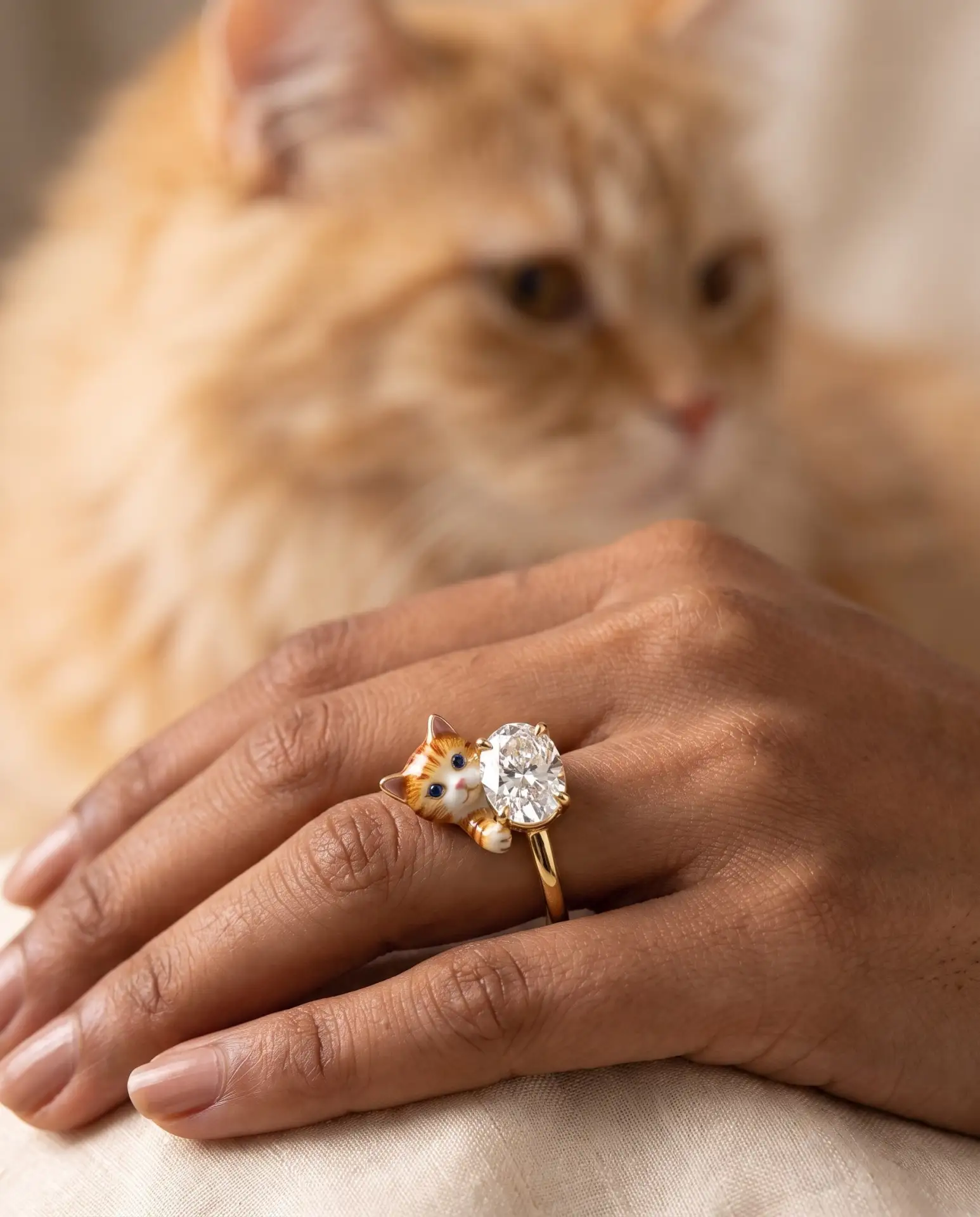 Бренд Fiona diamonds из Мумбаи создает уникальные кольца с изображением вашего кота и синтетическим 