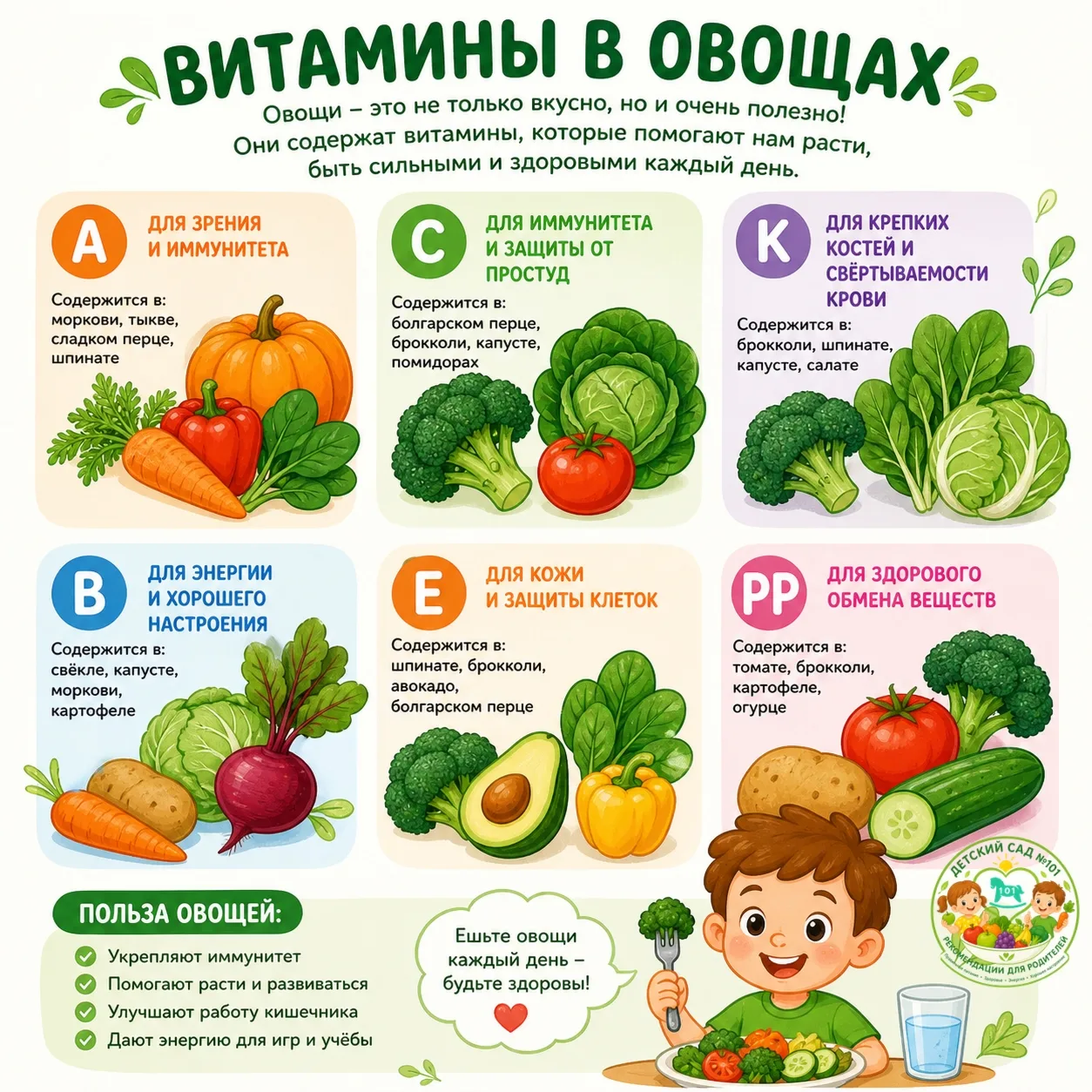 Здоровое питание в детском саду: почему овощи — это важно 🥕🥦

Рацион ребёнка в дошкольном возрасте