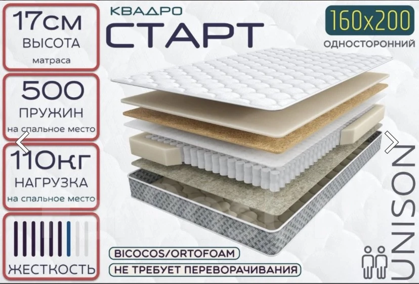 🔥В наличии в Томске 🔥

Матрас Аскона Квадро Старт 160*200
Хорошая жёсткость , высота 17 см, усилен