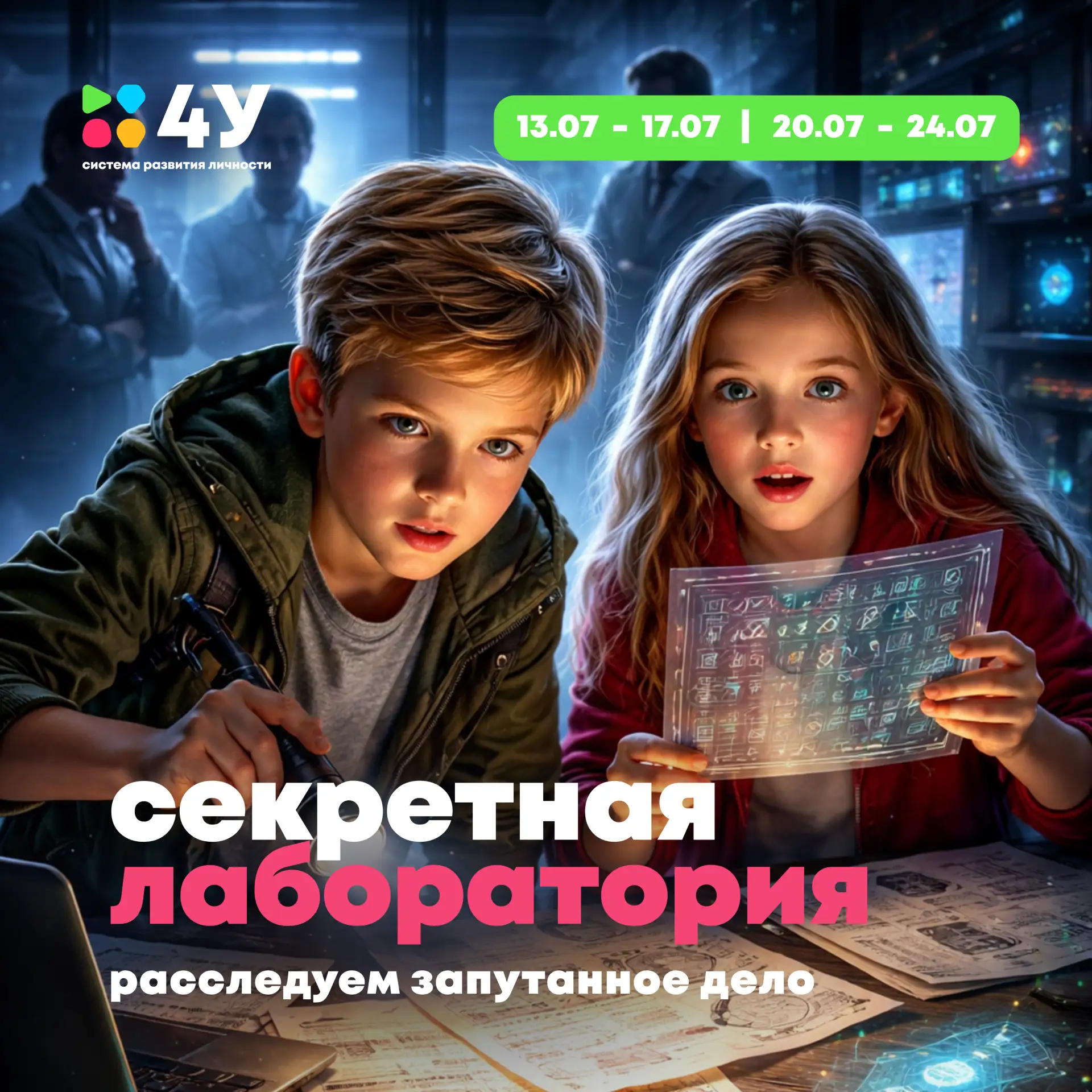 Смена «СЕКРЕТНАЯ ЛАБОРАТОРИЯ»
📅 13 июля – 24 июля

🕵️ В секретном институте завёлся шпион.

Кто-то