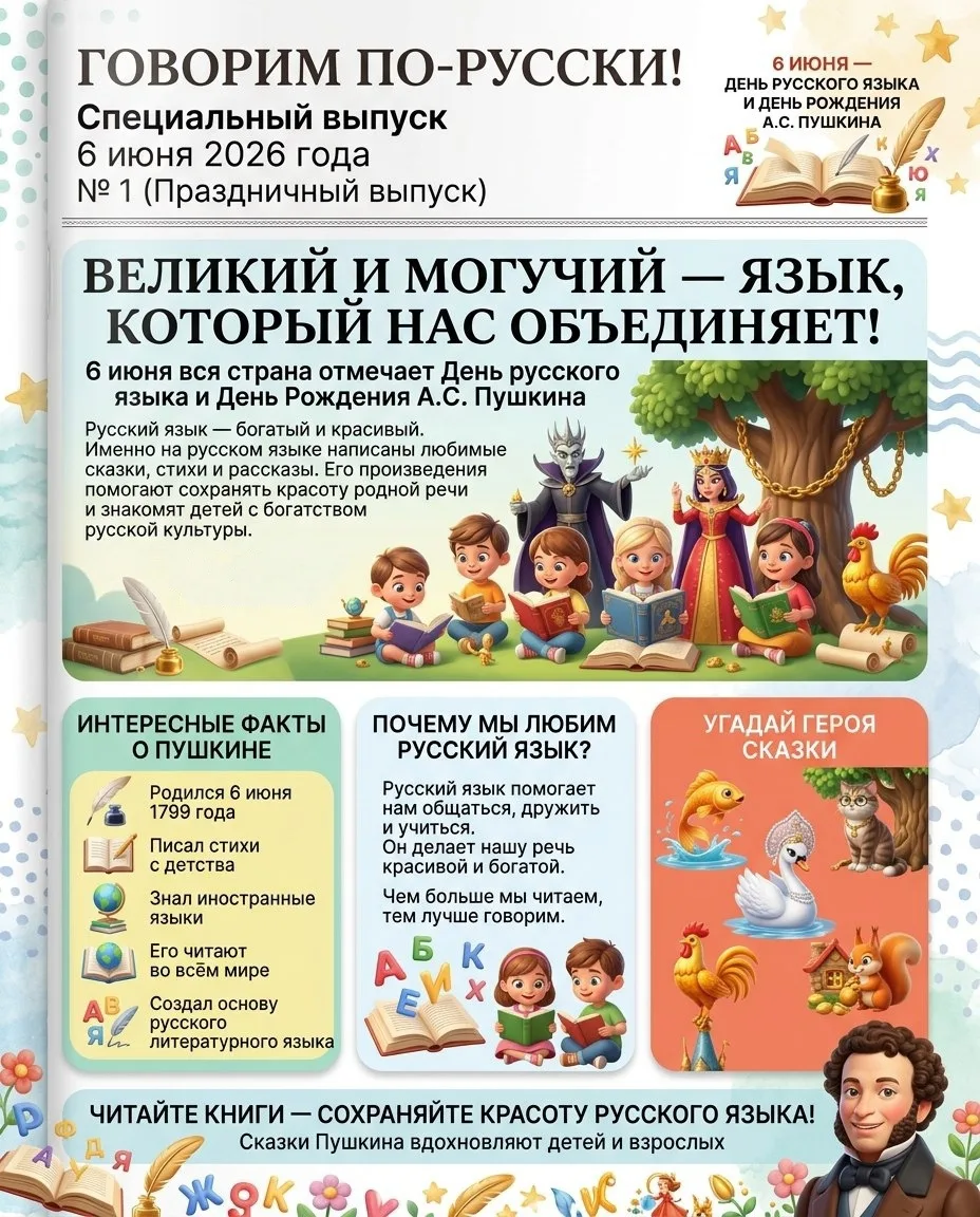 🌟 С Днём русского языка и днем рождения А. С. Пушкина!

💫Сегодня, 6 июня, мы отмечаем особенный пр