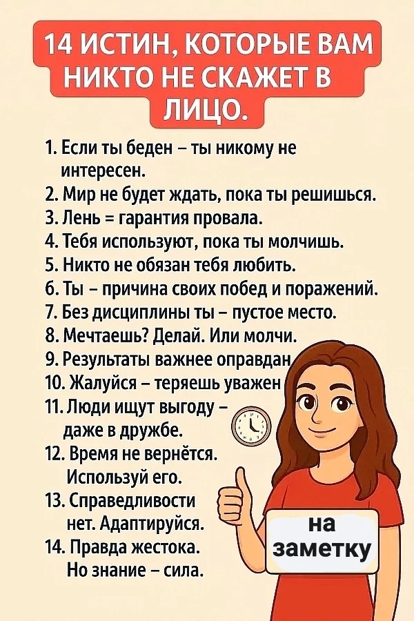 14 истин которые вам никто не скажет…..☝

Обязательно Подпишись на нас 👇
🔮 Мостик - Твой личный ГО