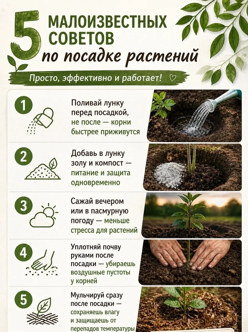 5 золотых правил посадки, о которых часто забывают 🌿

Хотите, чтобы любая рассада или саженец прижи
