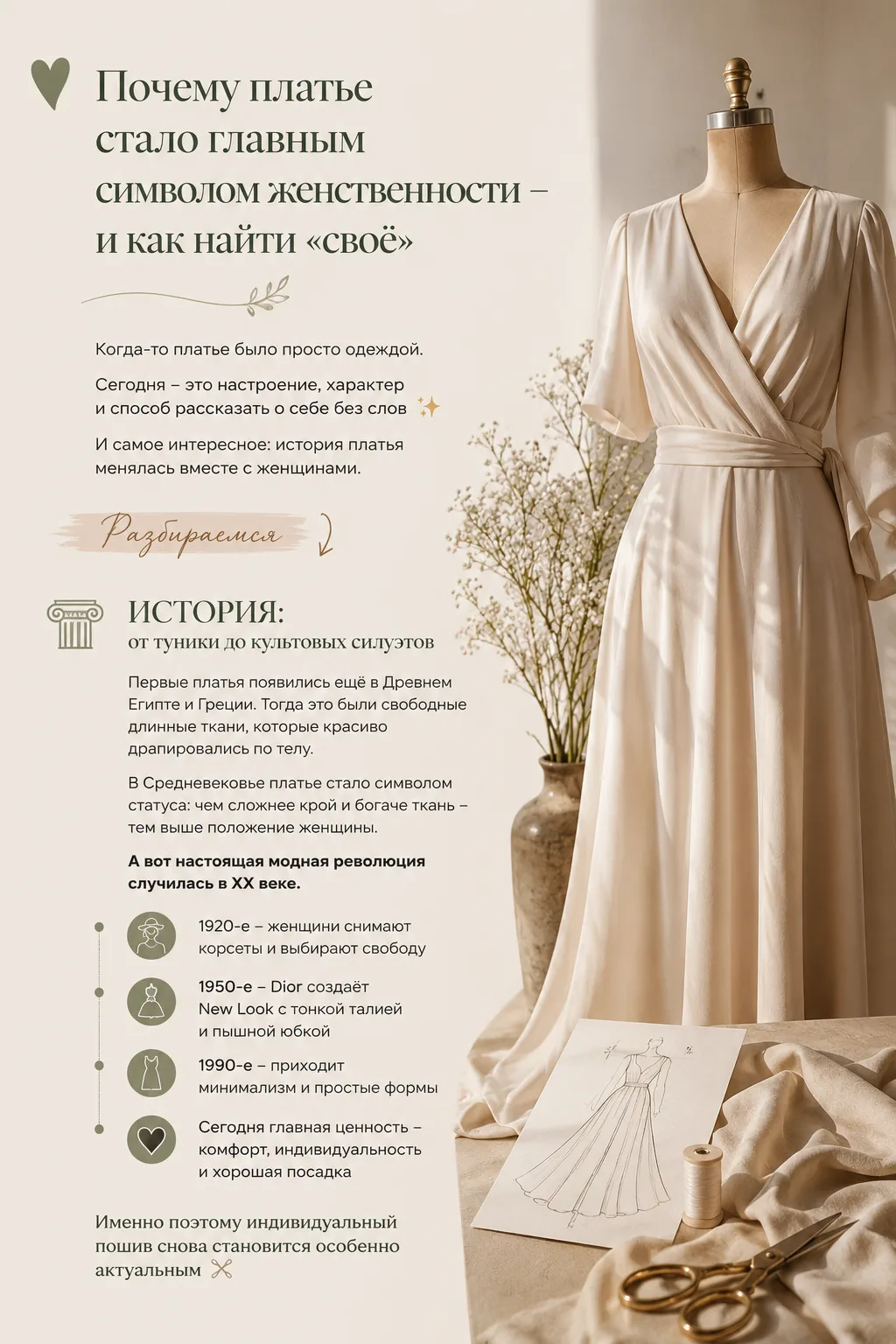 💚 Почему платье стало главным символом женственности — и как найти «своё»

Когда-то платье было про