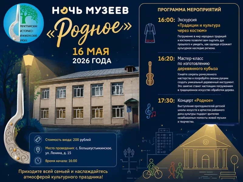 Я иду на Ночь музеев!

16 мая по всей стране пройдёт Всероссийская акция «Ночь музеев», и Мечетлинск