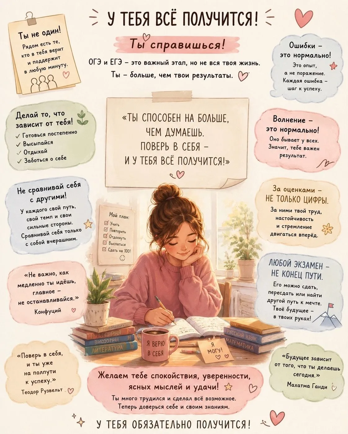 Дорогие ребята!

 ОГЭ и ЕГЭ — важный этап, но они не определяют всю вашу жизнь и не измеряют вашу це