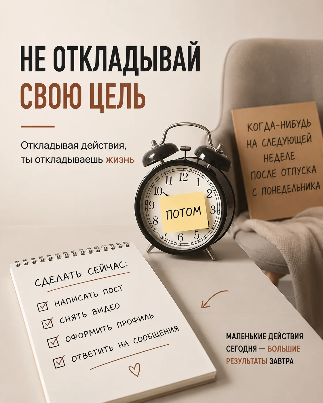Как перестать откладывать действия

Очень часто проблема не в лени
И даже не в дисциплине

Человек о