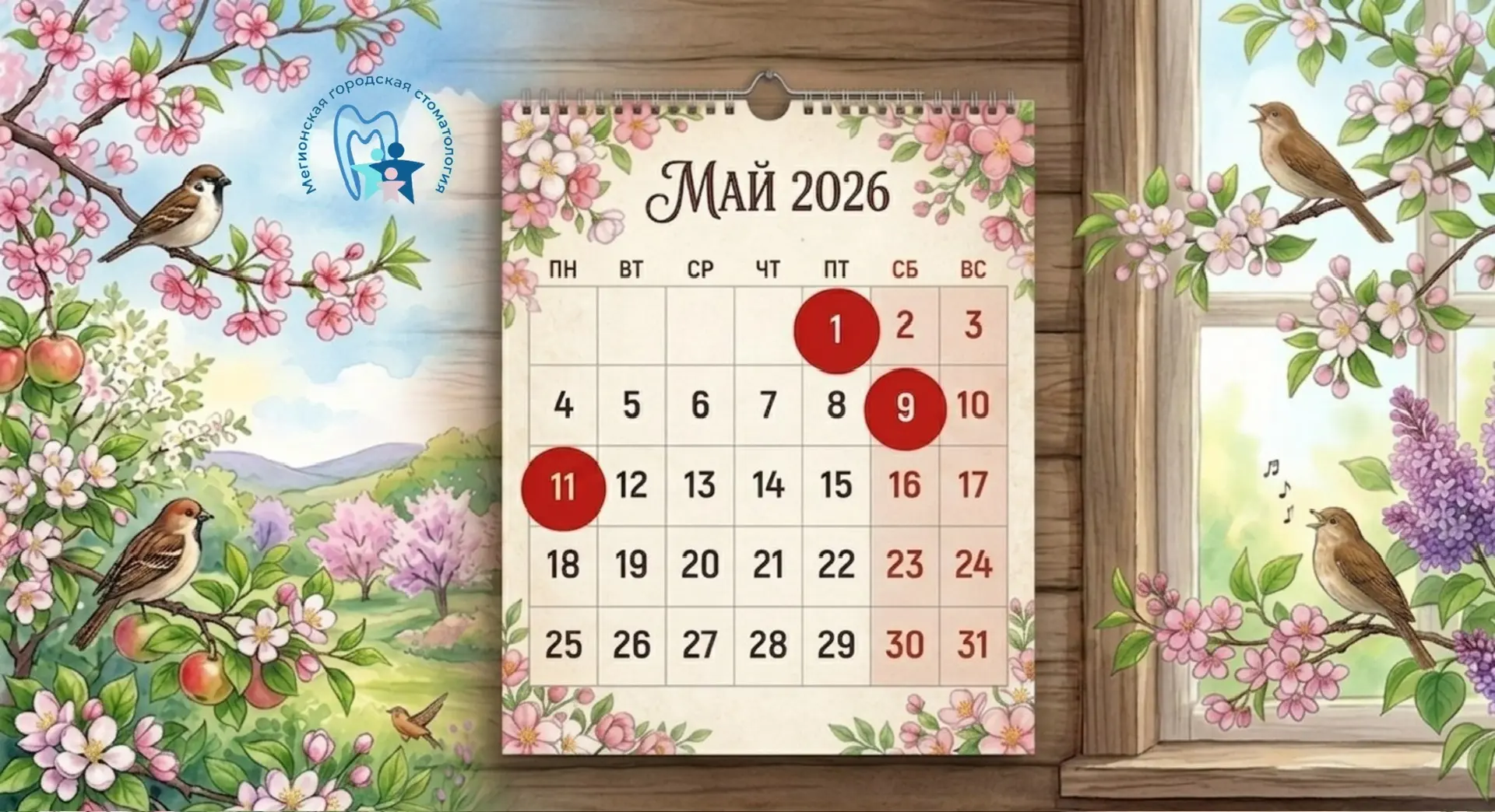 💎 Дорогие жители города!
☝️График работы нашей поликлиники на период с 30.04.2026г по 12.05.2026г  