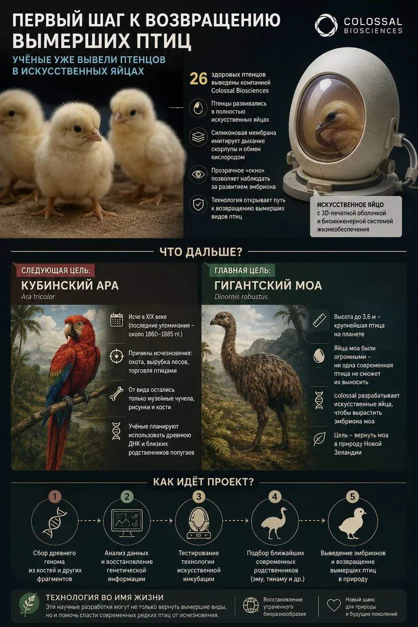 🧬 Кажется, человечество всерьёз подошло к моменту, когда вымершие птицы перестанут быть только музе